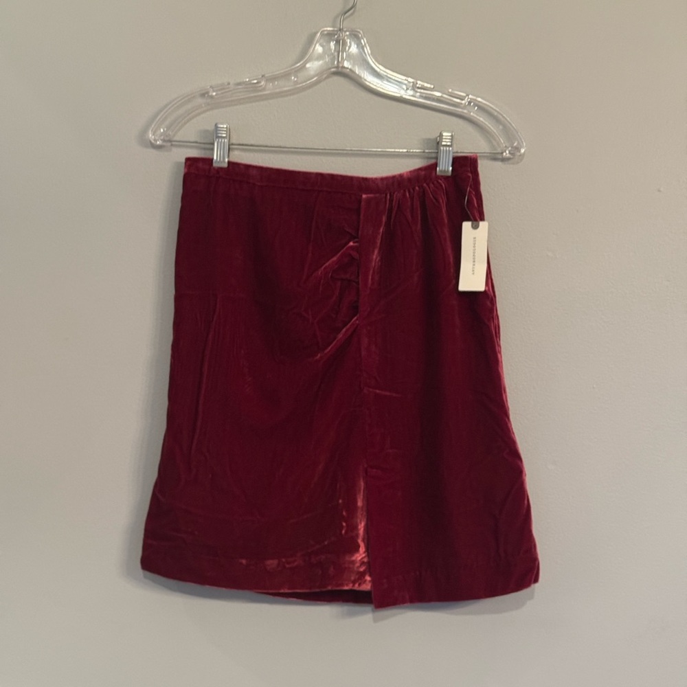 Anthropologie Velvet Red Holiday Skirt
